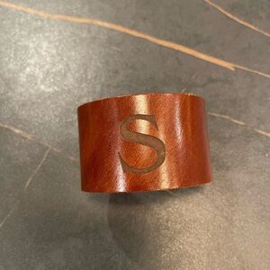 Dillon Rogers Brown Leather Initial Bracelet
